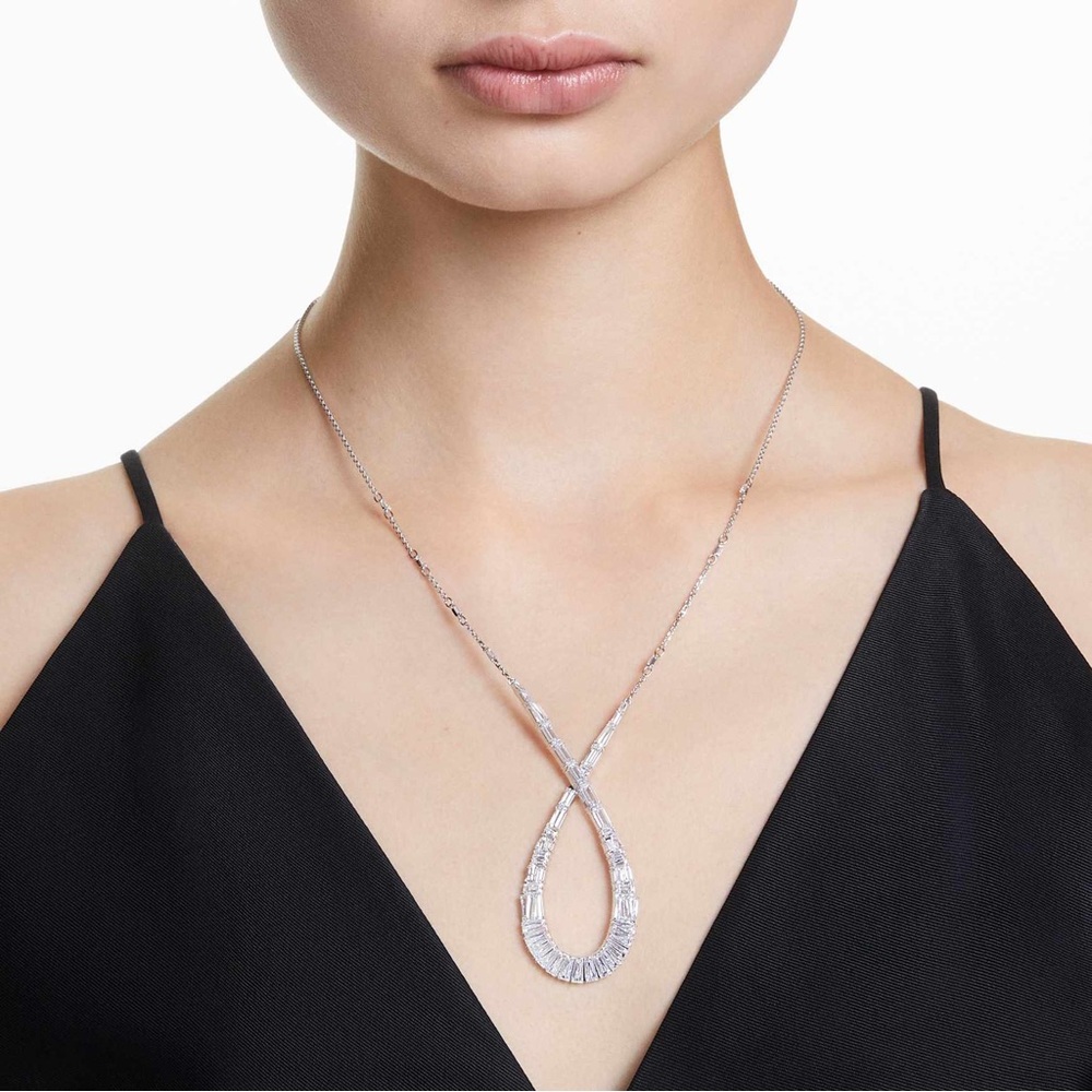 Swarovski Hyperbola Pendant | Elegant Silver Necklace with Crystal Accents
